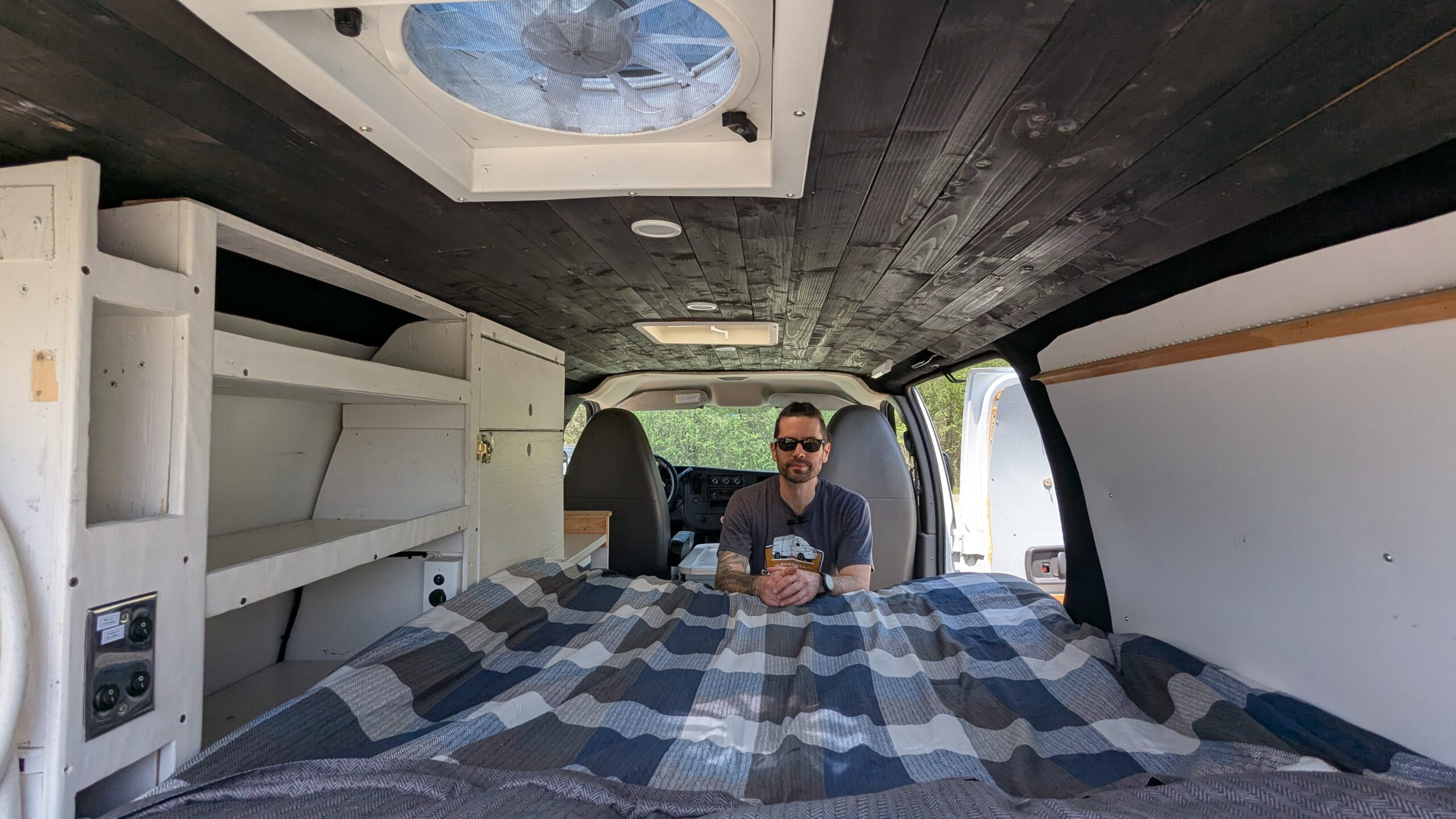A full double bed with foot room